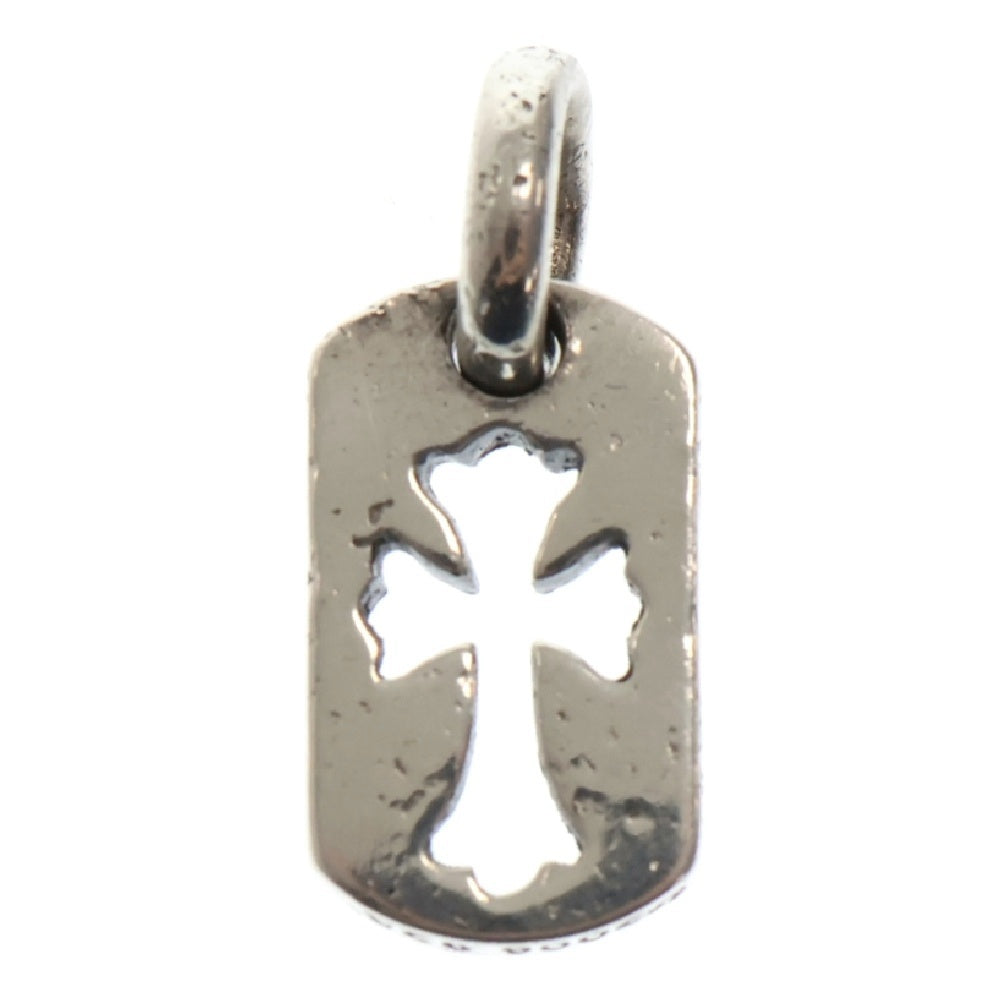 CHROME HEARTS(クロムハーツ) DT TNY CO CRS タイニーカットアウトクロスドッグタグ チャーム シルバーネックレストップ シルバー