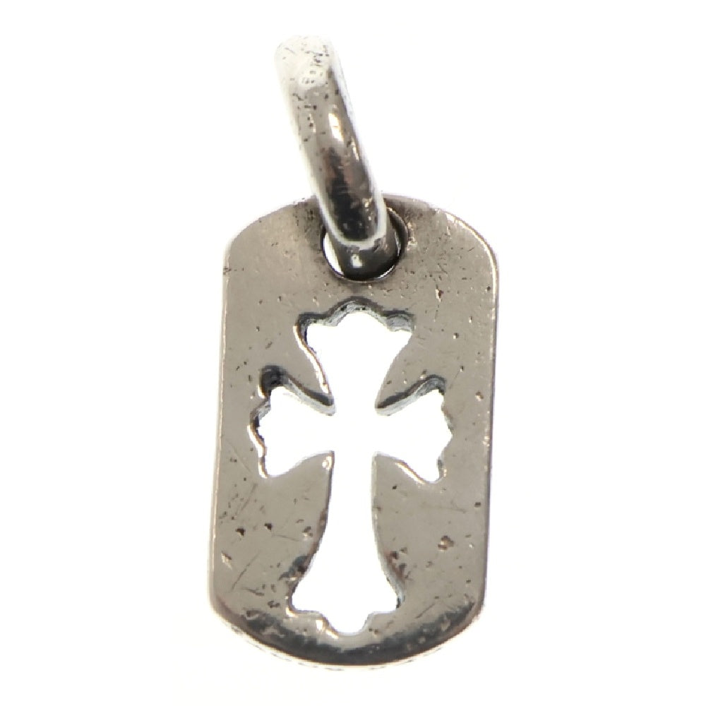 CHROME HEARTS(クロムハーツ) DT TNY CO CRS タイニーカットアウトクロスドッグタグ チャーム シルバーネックレストップ シルバー