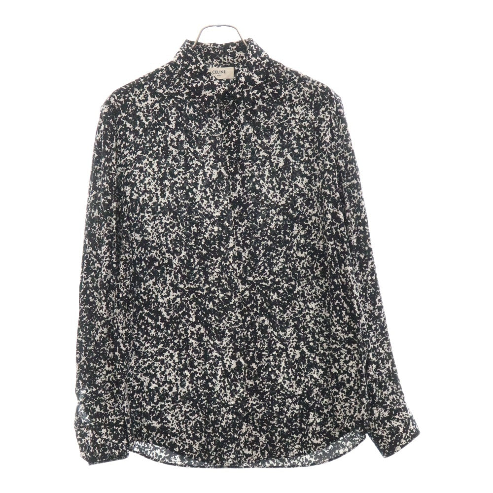 CELINE(セリーヌ) 19AW スプラッター マーブルプリントクラシック総柄長袖シャツ 2C028371F ブラック