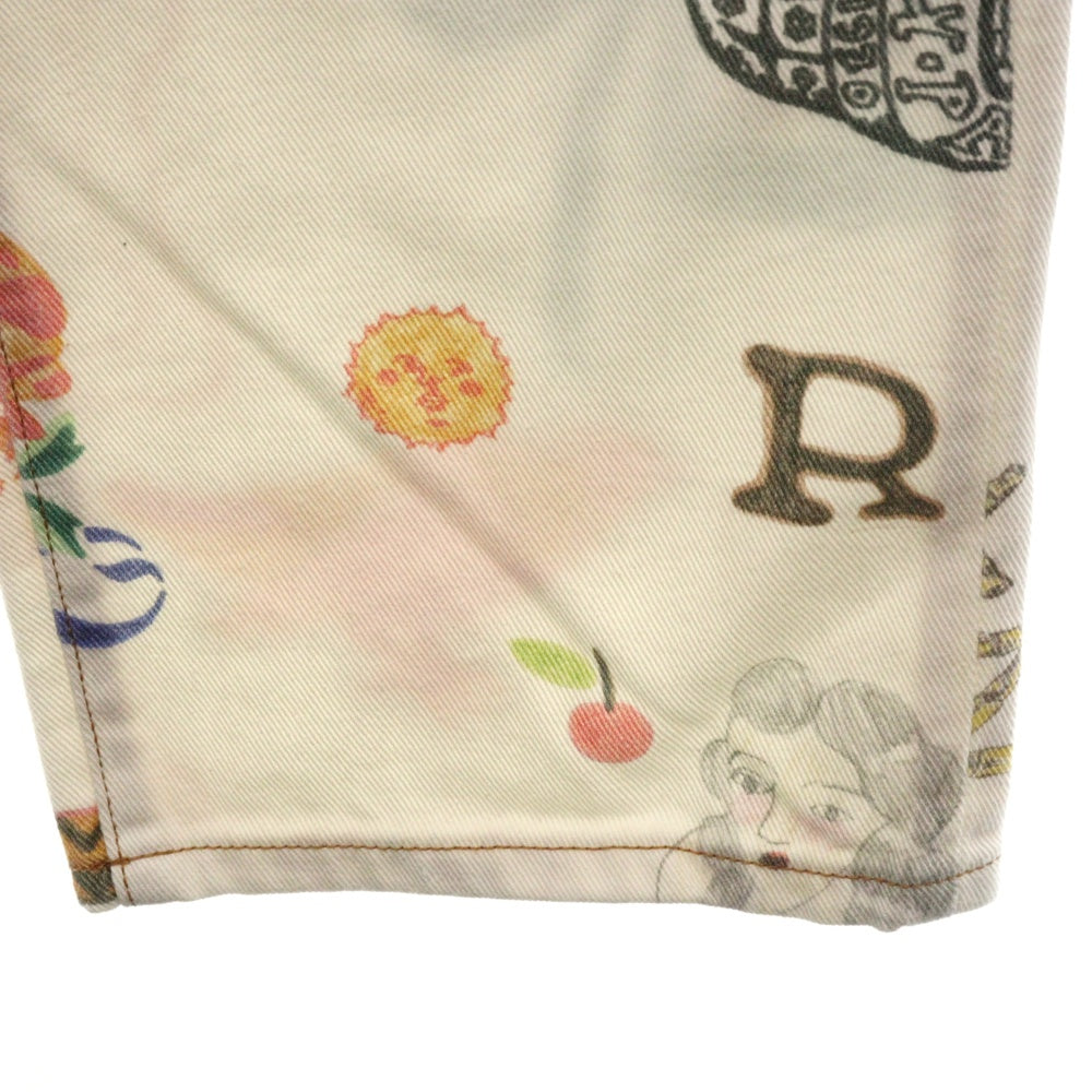 KENZO(ケンゾー) Drawn Varsity ASAGAO JEANS FE55DP331913 アサガオ 総柄ペイントストレートレッグ デニムパンツ ホワイト
