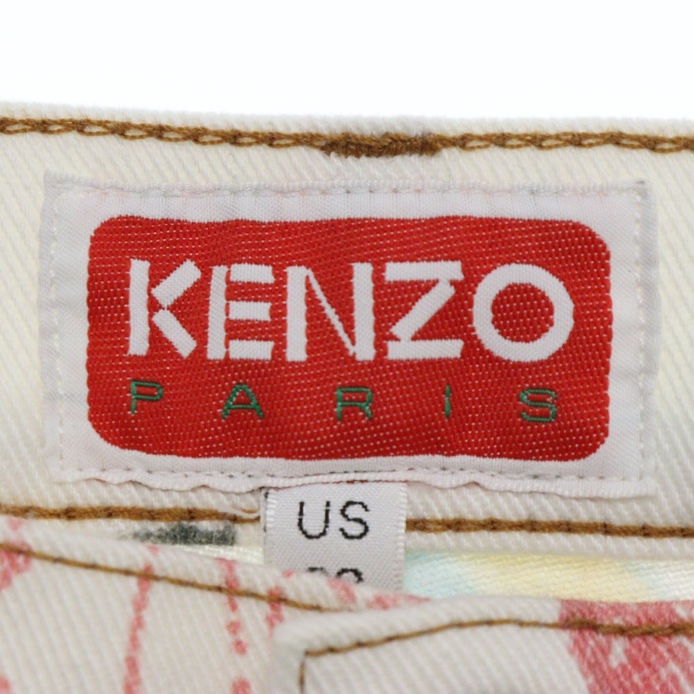 KENZO(ケンゾー) Drawn Varsity ASAGAO JEANS FE55DP331913 アサガオ 総柄ペイントストレートレッグ デニムパンツ ホワイト