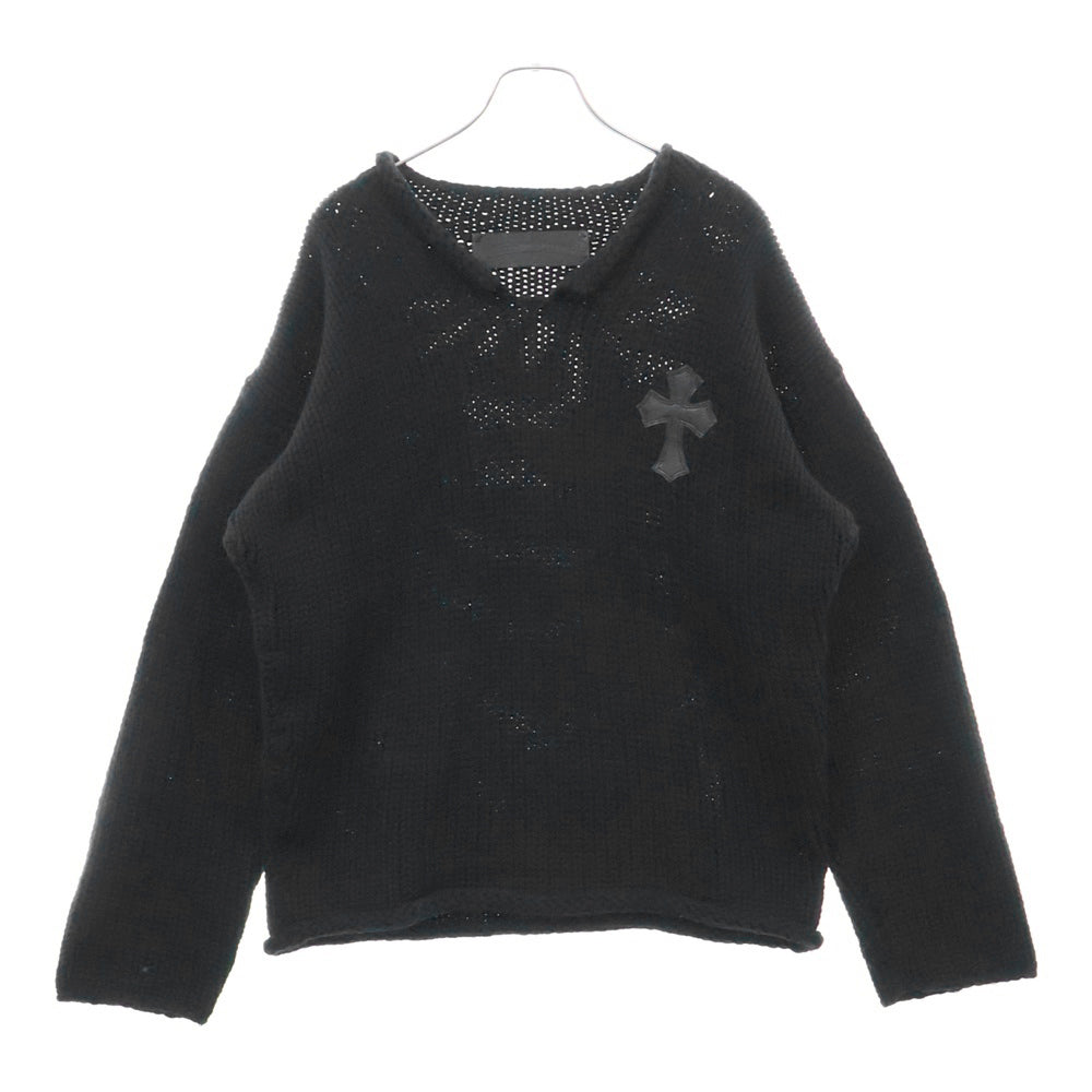 CHROME HEARTS(クロムハーツ) レザークロスパッチ ニット セーター ブラック