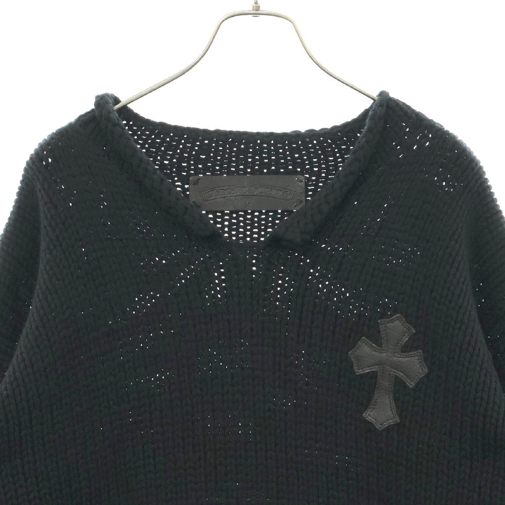 CHROME HEARTS(クロムハーツ) レザークロスパッチ ニット セーター ブラック