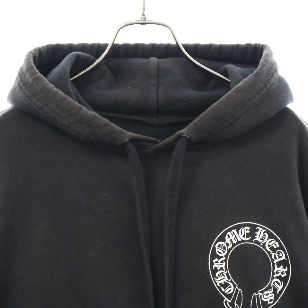 CHROME HEARTS(クロムハーツ) HORSESHOE PULLOVER HOODIE ホースシュープリント アームフローラル スウェットプルオーバーパーカー ブラック