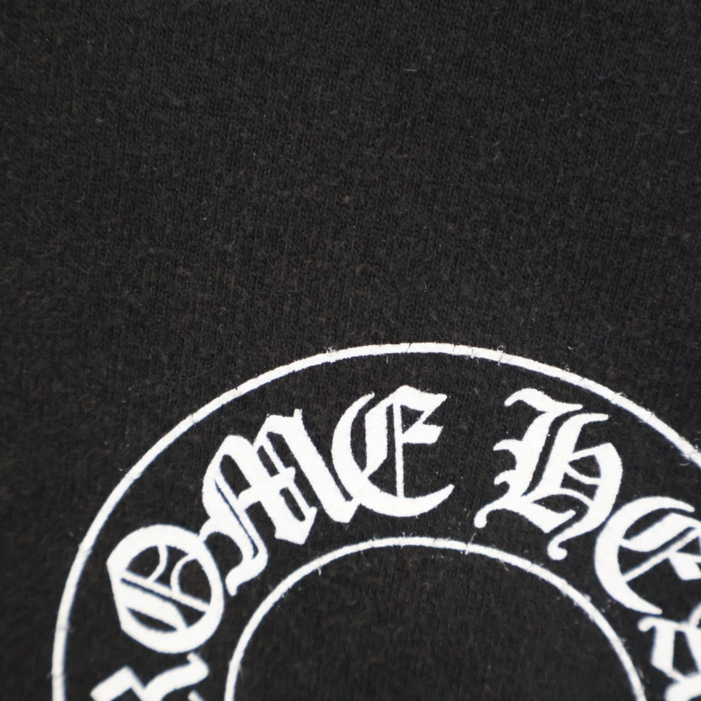 CHROME HEARTS(クロムハーツ) HORSESHOE PULLOVER HOODIE ホースシュープリント アームフローラル スウェットプルオーバーパーカー ブラック