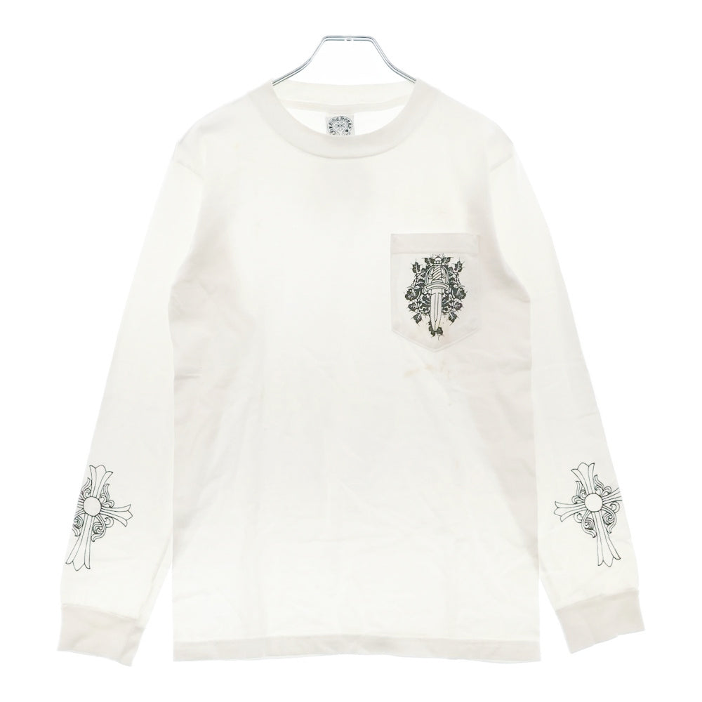 CHROME HEARTS(クロムハーツ) OLD Dagger logo L/S Tee オールドモデル ダガーロゴプリント長袖Tシャツ ホワイト