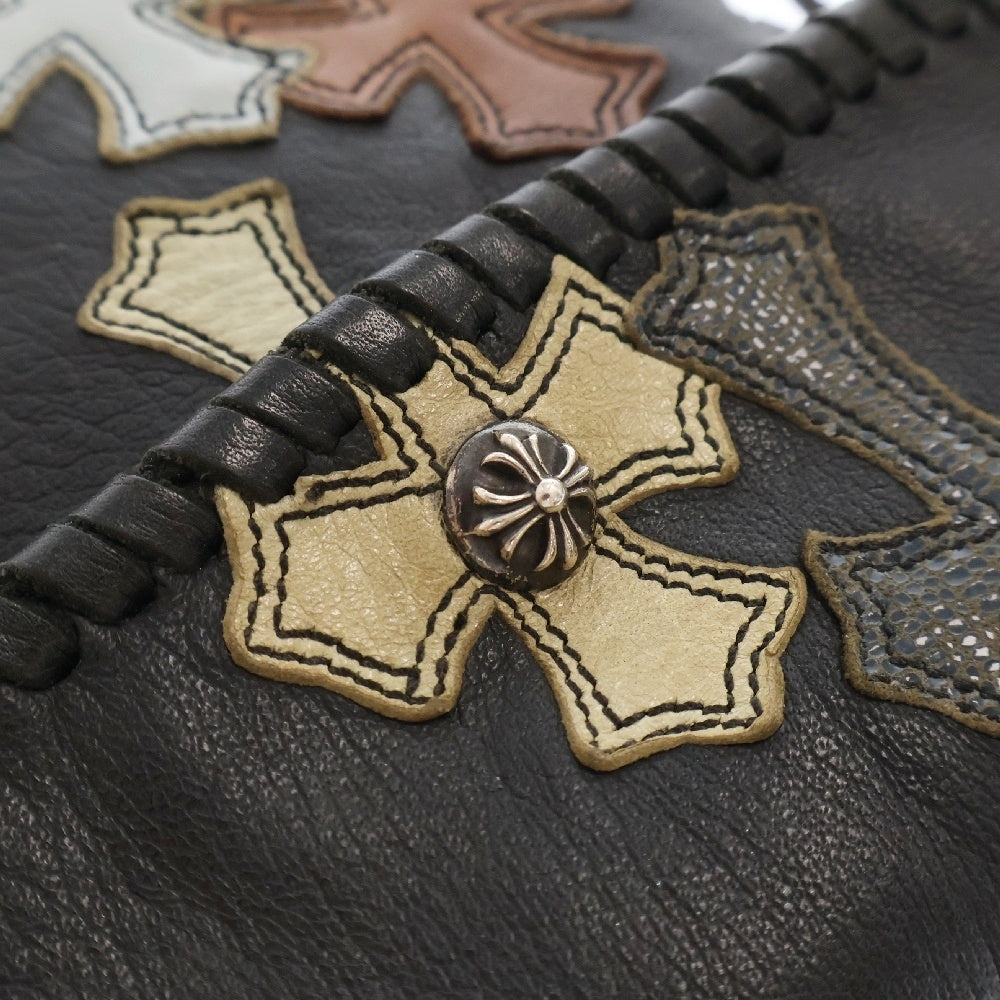 CHROME HEARTS(クロムハーツ) BAG-FLAT HIPPIE w FRINGE ヒッピー マルチカラーレザーパッチフリンジ装飾レザーショルダーバッグ