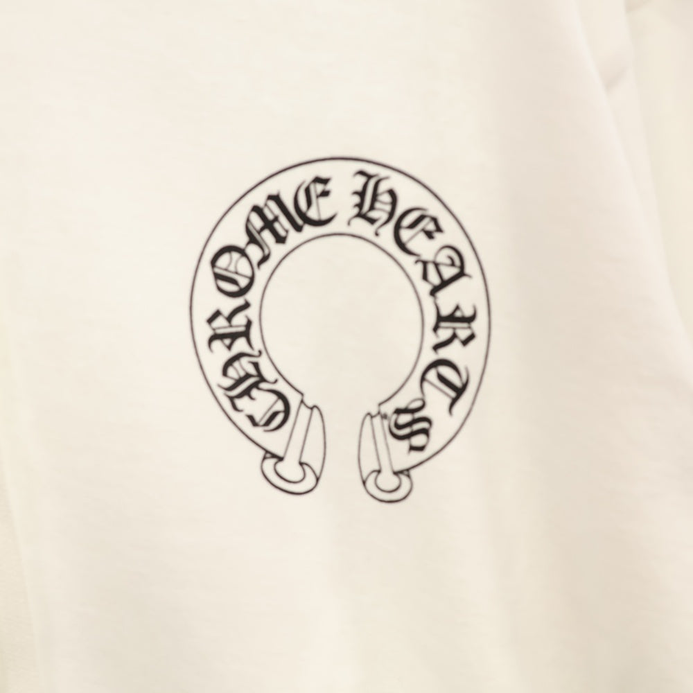 CHROME HEARTS(クロムハーツ) HORSESHOE PULLOVER HOODIE ホースシュー アームフローラル プリント スウェット プルオーバーパーカー ホワイト