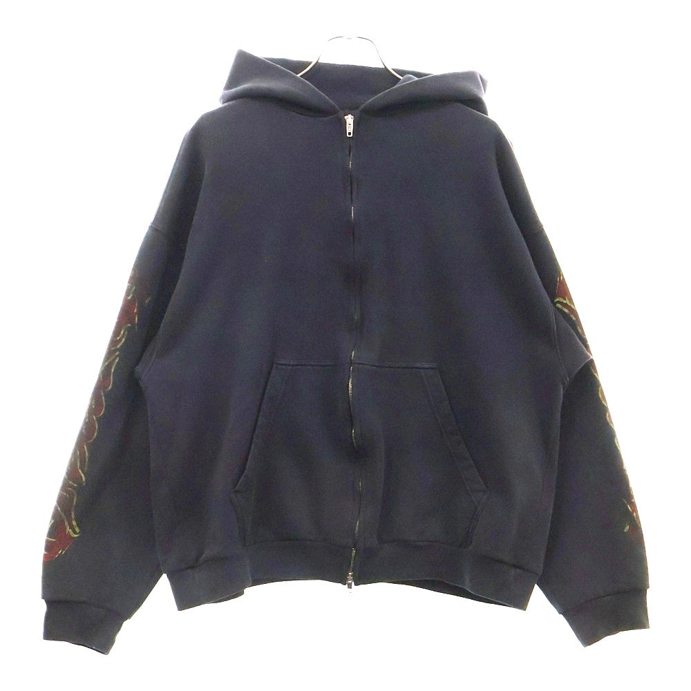 BALENCIAGA(バレンシアガ) OFFSHOREアートプリントジップアップパーカー 770939 TPVM9 ブラック/レッド