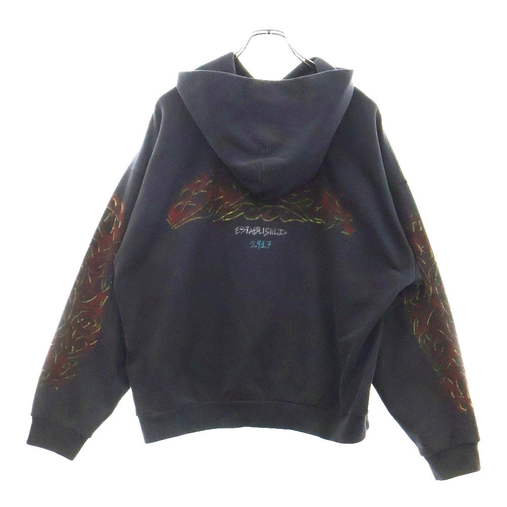 BALENCIAGA(バレンシアガ) OFFSHOREアートプリントジップアップパーカー 770939 TPVM9 ブラック/レッド