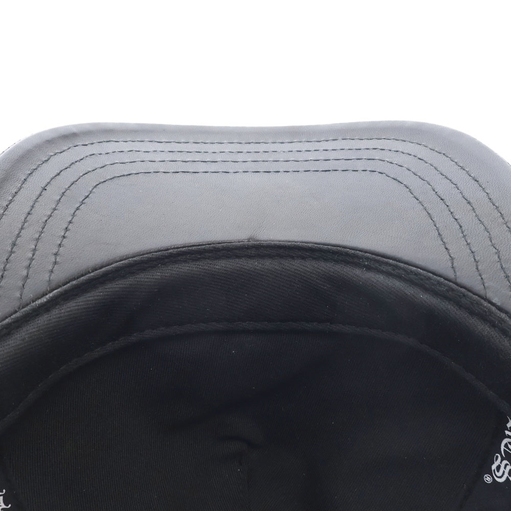 CHROME HEARTS(クロムハーツ) BS FLEUR LEATHER MESH CAP BSフレア スクロールラベル付き レザーメッシュキャップ ブラック
