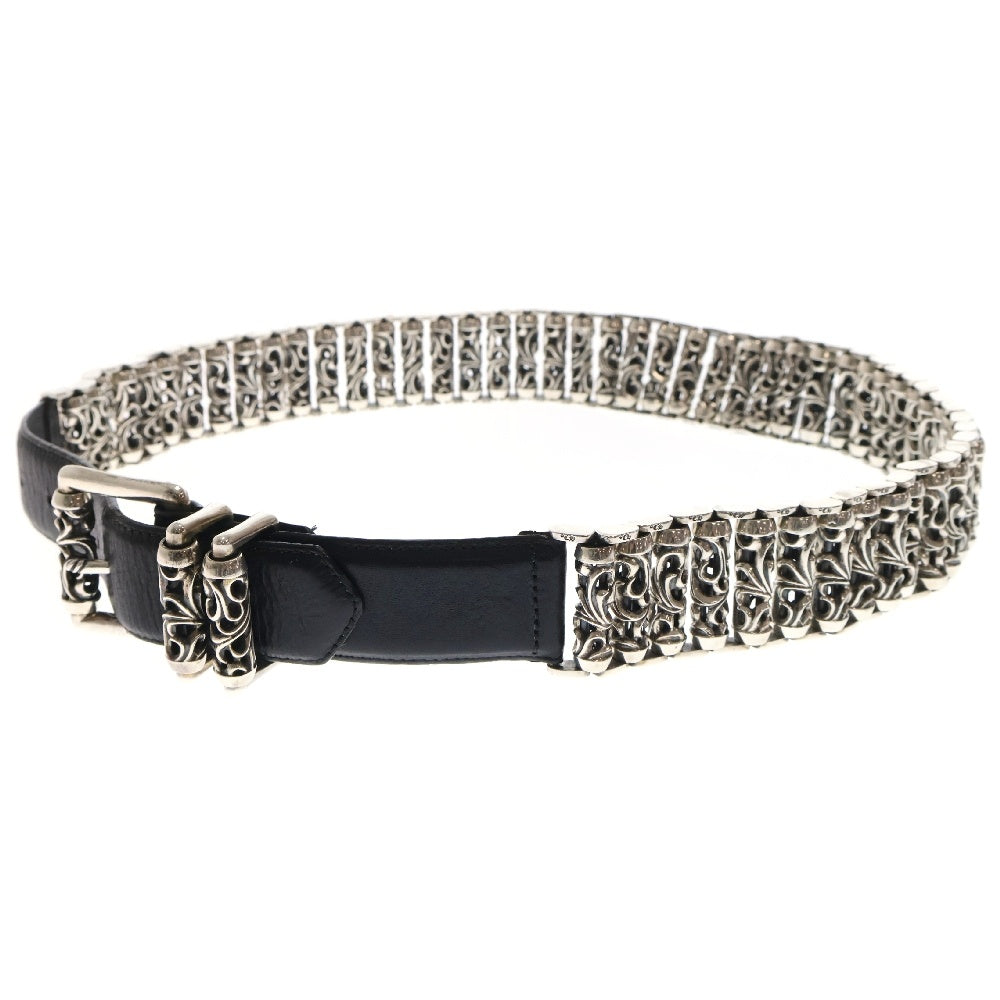 CHROME HEARTS(クロムハーツ) BLT ROLLER LINK レザーベルト ブラック/シルバー 35