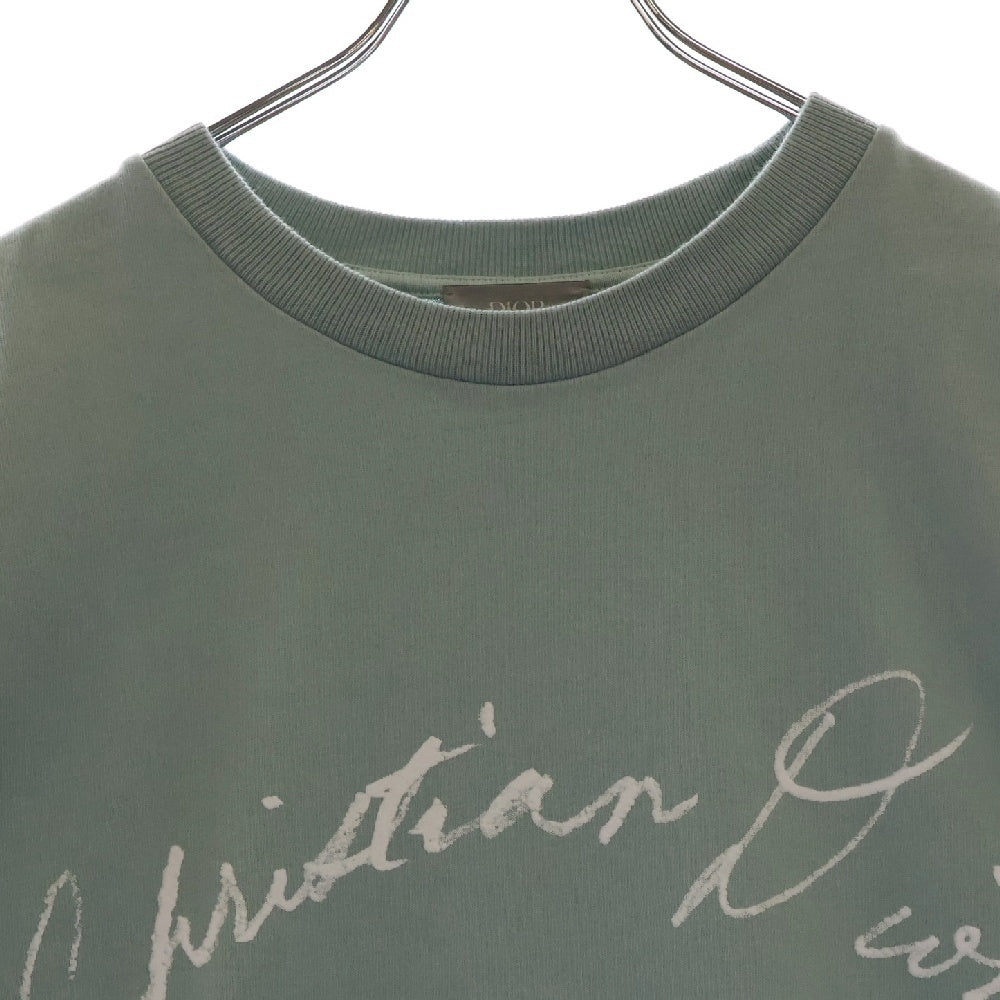 DIOR(ディオール) 24AW ハンドライティングコットンジャージー 半袖Tシャツ カットソー 493J696G0554 ブルー