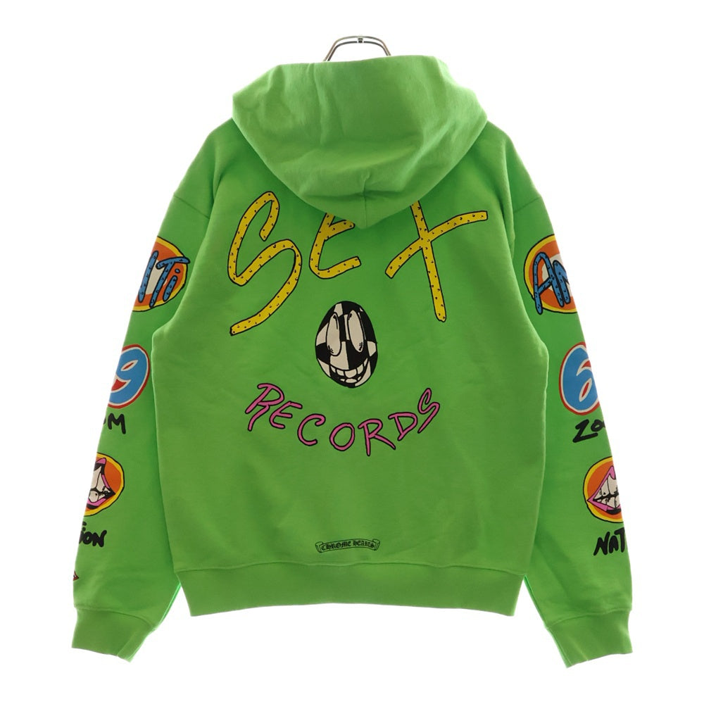 CHROME HEARTS(クロムハーツ) 21AW ×MATTY BOY PPO SEXRCD GRN HD PLVR sex recordsプリントパーカー グリーン