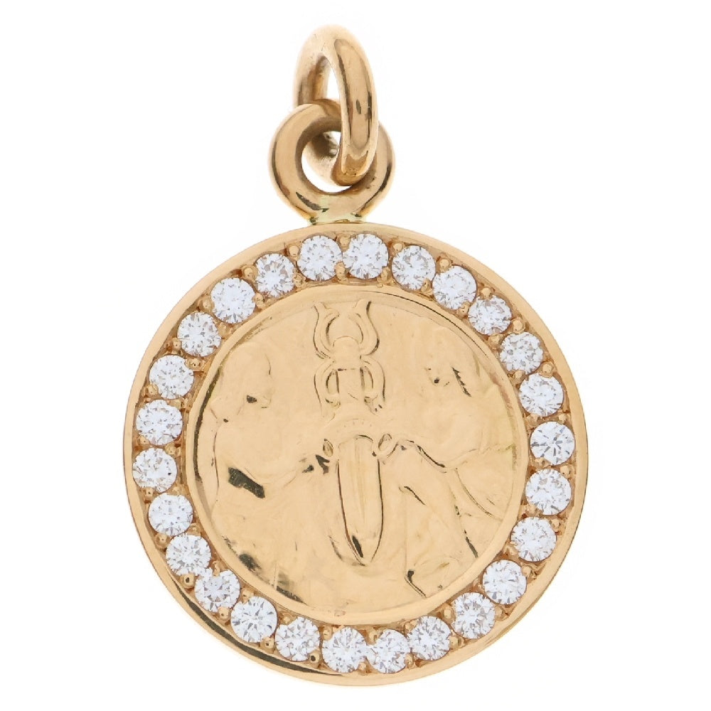 CHROME HEARTS(クロムハーツ) 22K CHRM ANGL MDL AFTER P/DIA エンジェルメダル アフターPAVEダイヤ ペンダントトップ ゴールド