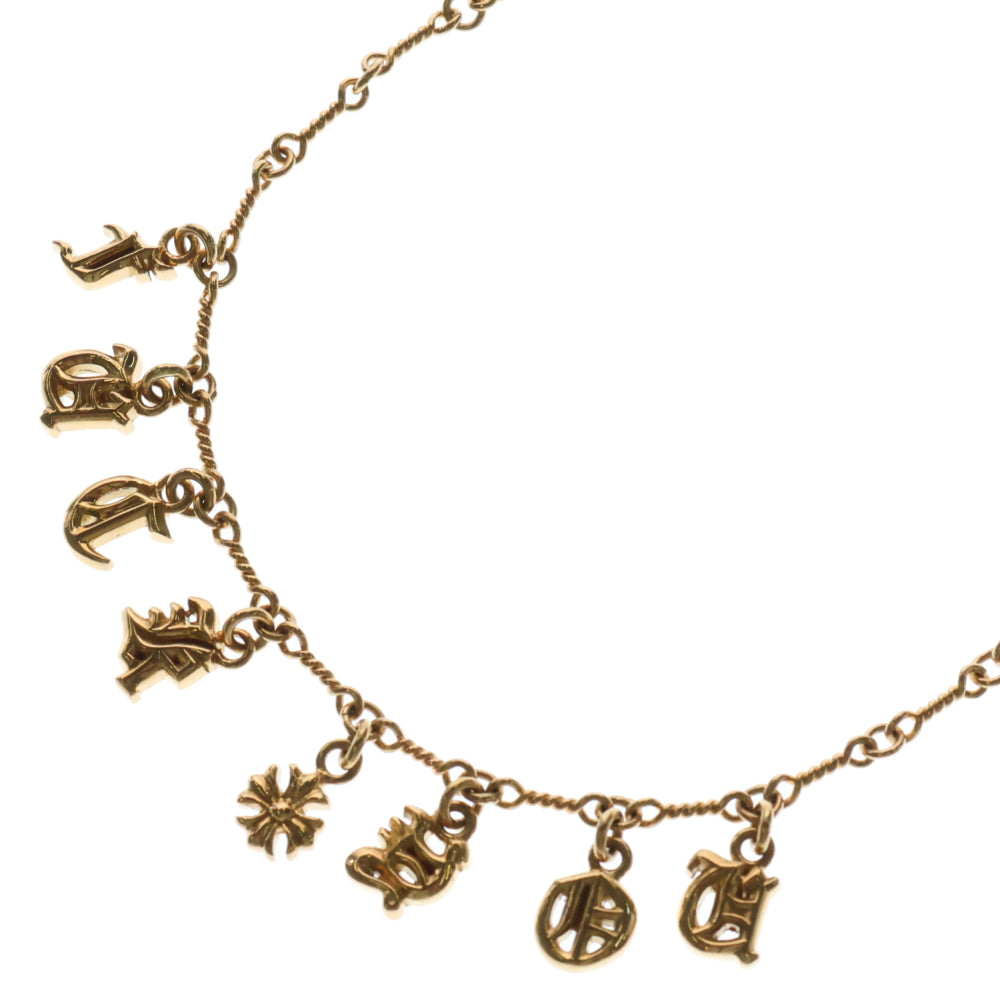 CHROME HEARTS(クロムハーツ) 22K NECKCHAIN T18 ツイストチェーン18inch アルファベットチャームゴールドネックレス