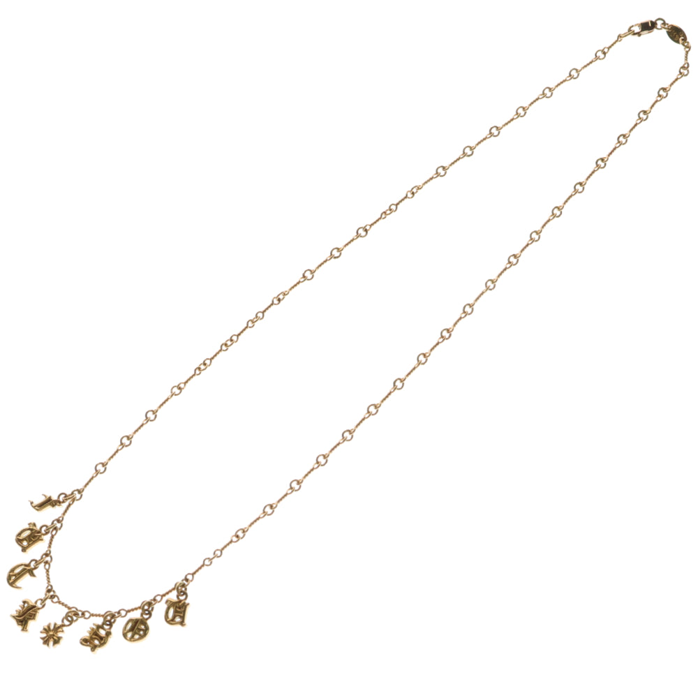 CHROME HEARTS(クロムハーツ) 22K NECKCHAIN T18 ツイストチェーン18inch アルファベットチャームゴールドネックレス