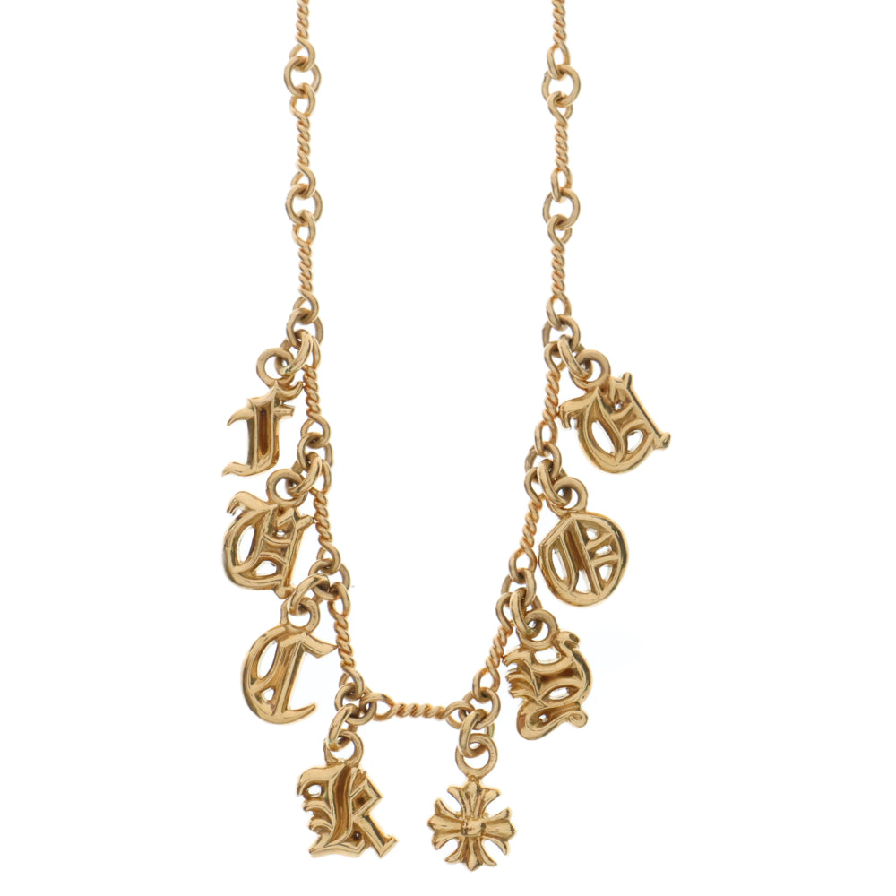 CHROME HEARTS(クロムハーツ) 22K NECKCHAIN T18 ツイストチェーン18inch アルファベットチャームゴールドネックレス