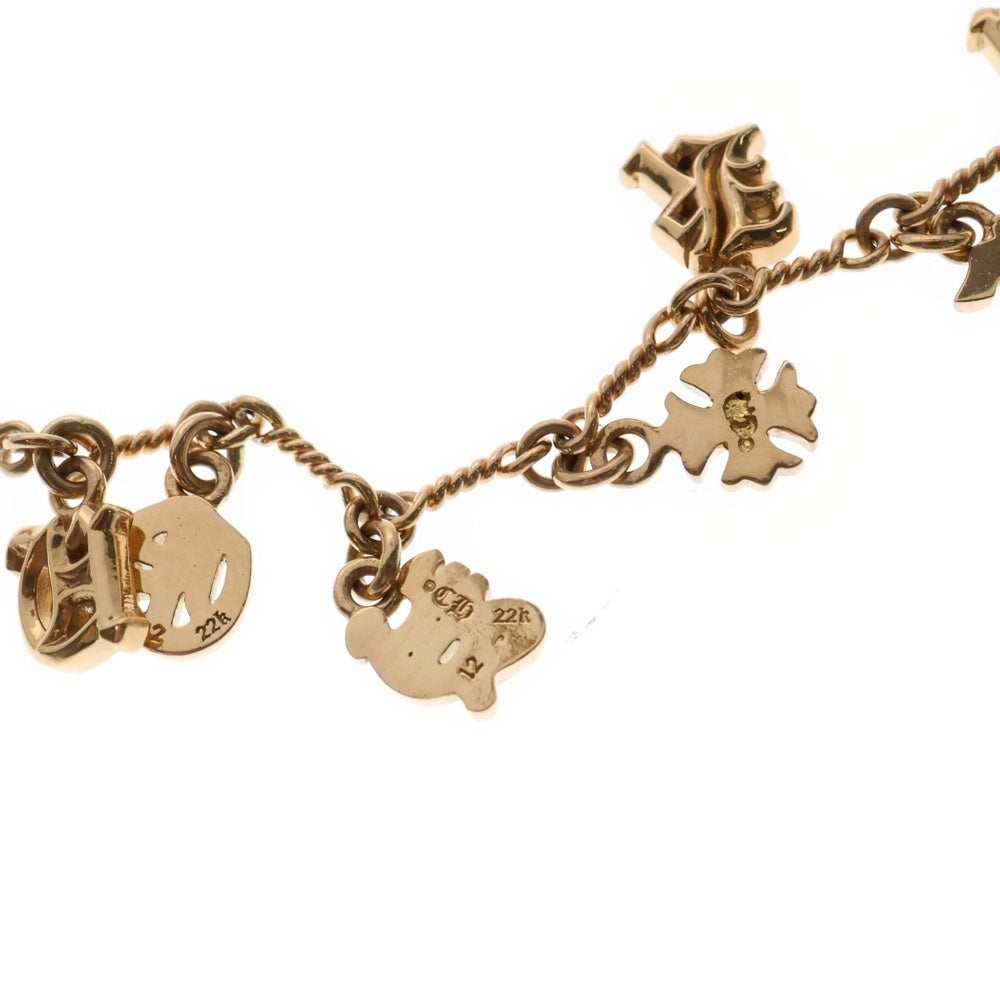 CHROME HEARTS(クロムハーツ) 22K NECKCHAIN T18 ツイストチェーン18inch アルファベットチャームゴールドネックレス