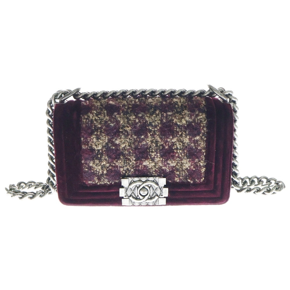 CHANEL(シャネル) BOY CHANEL 20 ボーイシャネル スモールツイード シルバー金具 ショルダーバッグ レッド