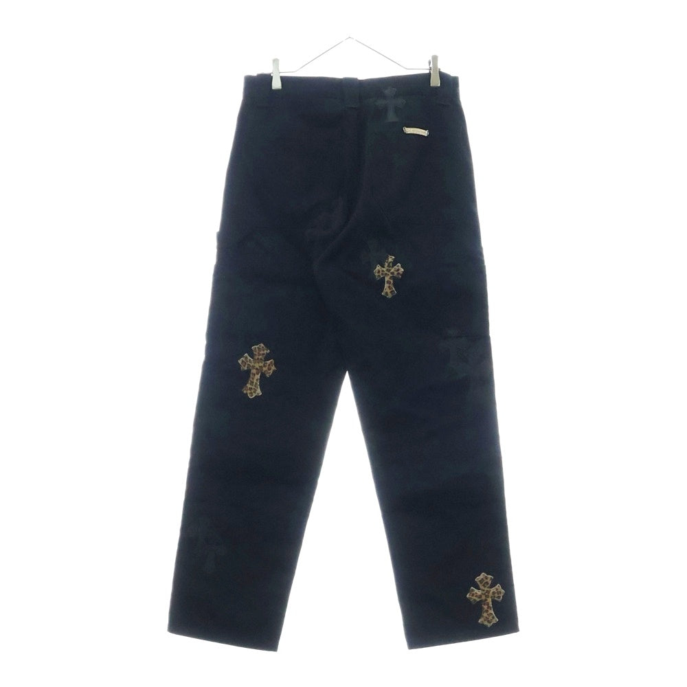 CHROME HEARTS(クロムハーツ) CARPENTER DOUBLE KNEE クロスパッチ付きカーペンターロングパンツ ブラック/ベージュ