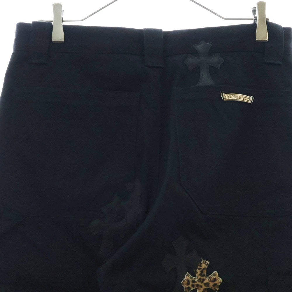 CHROME HEARTS(クロムハーツ) CARPENTER DOUBLE KNEE クロスパッチ付きカーペンターロングパンツ ブラック/ベージュ