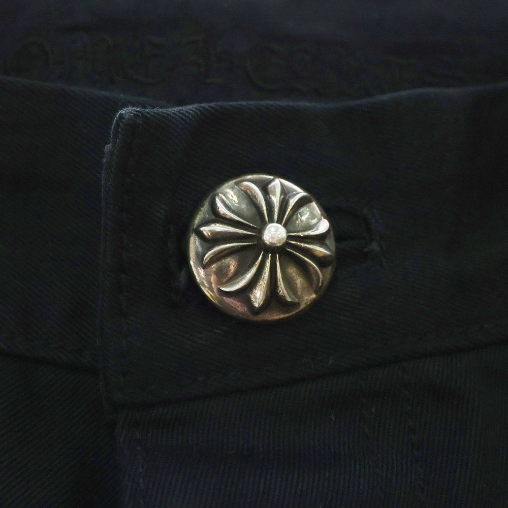CHROME HEARTS(クロムハーツ) CARPENTER DOUBLE KNEE クロスパッチ付きカーペンターロングパンツ ブラック/ベージュ