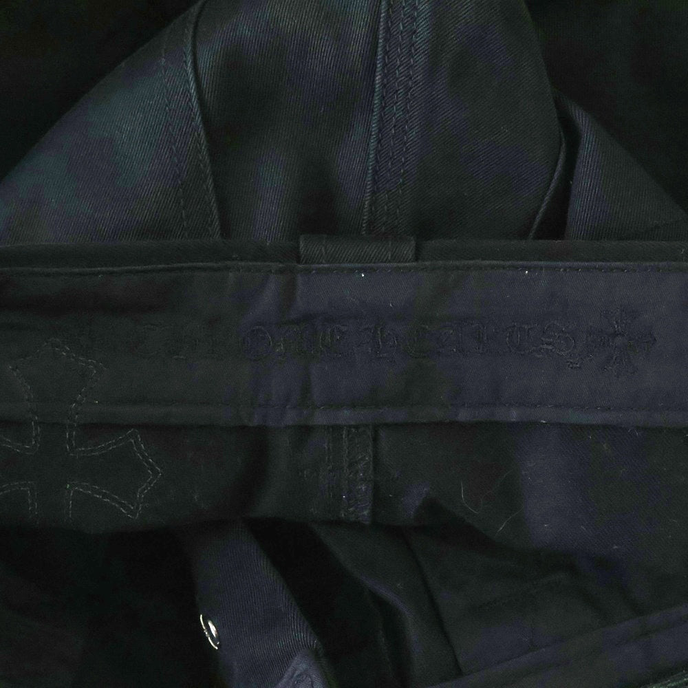 CHROME HEARTS(クロムハーツ) CARPENTER DOUBLE KNEE クロスパッチ付きカーペンターロングパンツ ブラック/ベージュ