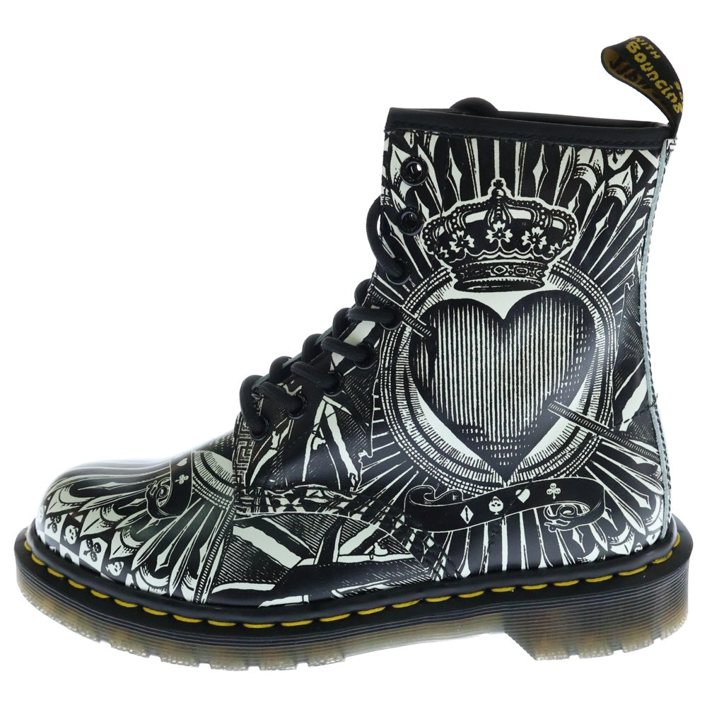 Dr.Martens(ドクターマーチン) 18SS CORE PRINT PLAYING CARD 1460 総柄プリント レーズアップ ハイカットブーツ シューズ レディース 23507112 ブラック/ホワイト