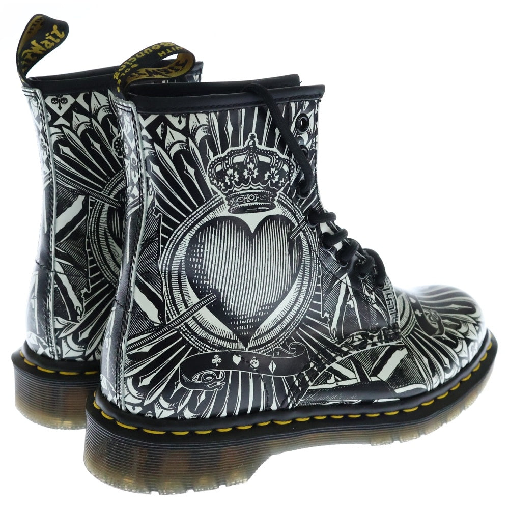 Dr.Martens(ドクターマーチン) 18SS CORE PRINT PLAYING CARD 1460 総柄プリント レーズアップ ハイカットブーツ シューズ レディース 23507112 ブラック/ホワイト