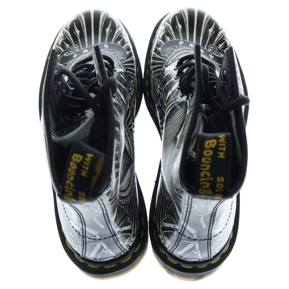 Dr.Martens(ドクターマーチン) 18SS CORE PRINT PLAYING CARD 1460 総柄プリント レーズアップ ハイカットブーツ シューズ レディース 23507112 ブラック/ホワイト