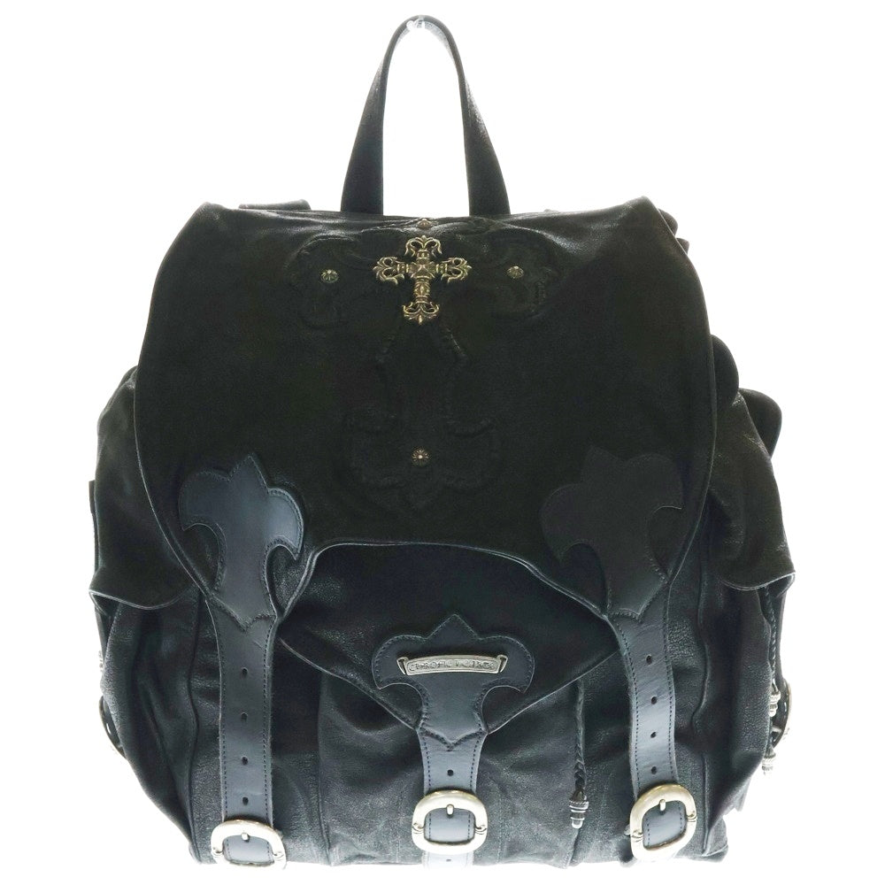 CHROME HEARTS(クロムハーツ) BACKPACK FILIG CROSS-S ラージバックパック フィリグリークロス付きガンスリンガーストラップレザーバックパック ブラック