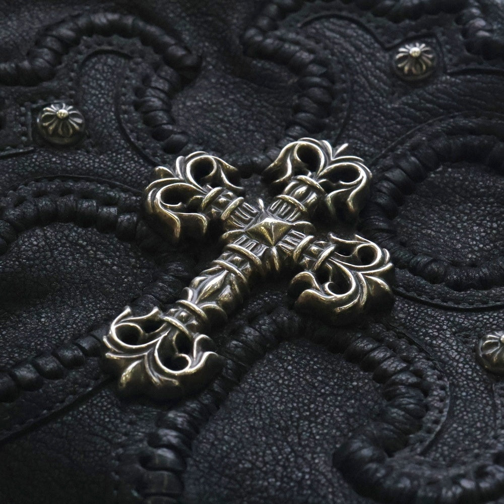 CHROME HEARTS(クロムハーツ) BACKPACK FILIG CROSS-S ラージバックパック フィリグリークロス付きガンスリンガーストラップレザーバックパック ブラック