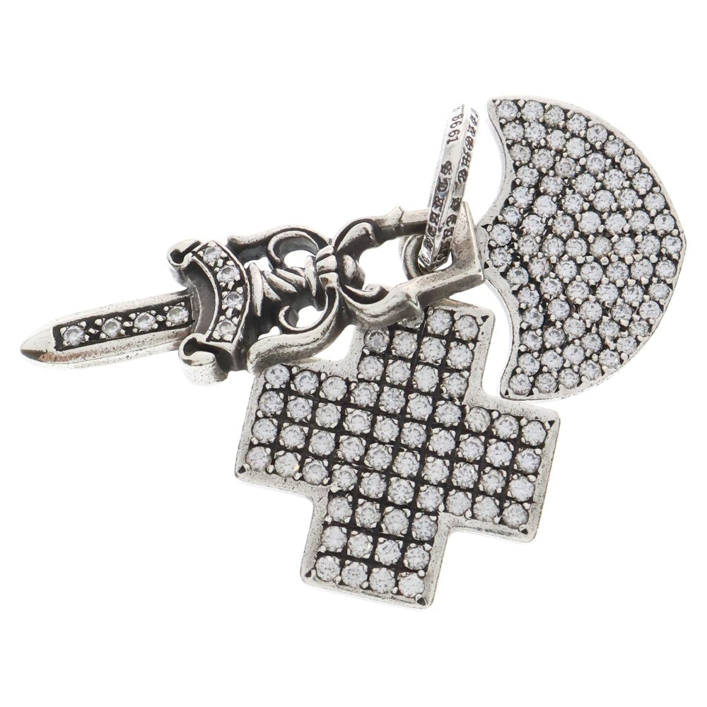CHROME HEARTS(クロムハーツ) 3TRINKETS P D スリートリンケッツ PAVEダイヤ シルバーネックレストップ