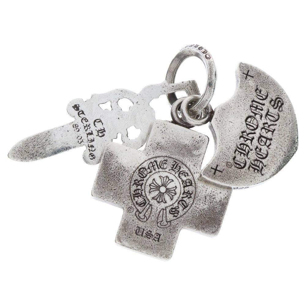 CHROME HEARTS(クロムハーツ) 3TRINKETS P D スリートリンケッツ PAVEダイヤ シルバーネックレストップ
