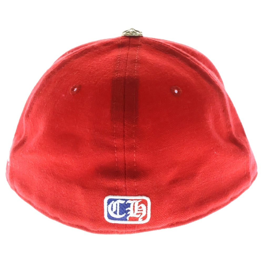 CHROME HEARTS(クロムハーツ) FITTED WOOL ACRYLIC SERGE ハートロゴ刺繍クロスボールベースボールキャップ 帽子 レッド