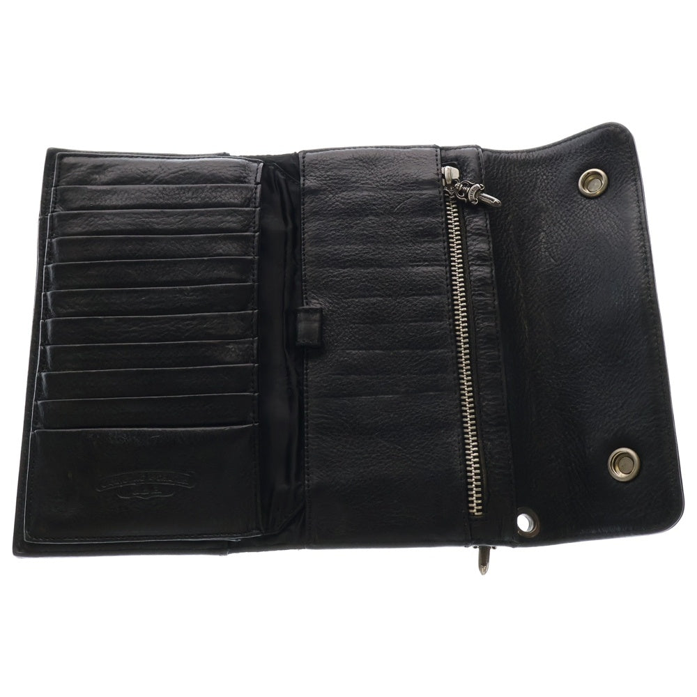 【正規品】クロムハーツ ウェーブ ウォレット Chrome Hearts 財布 クロムハーツウェーブウォレットクロスボタンブラックヘビー