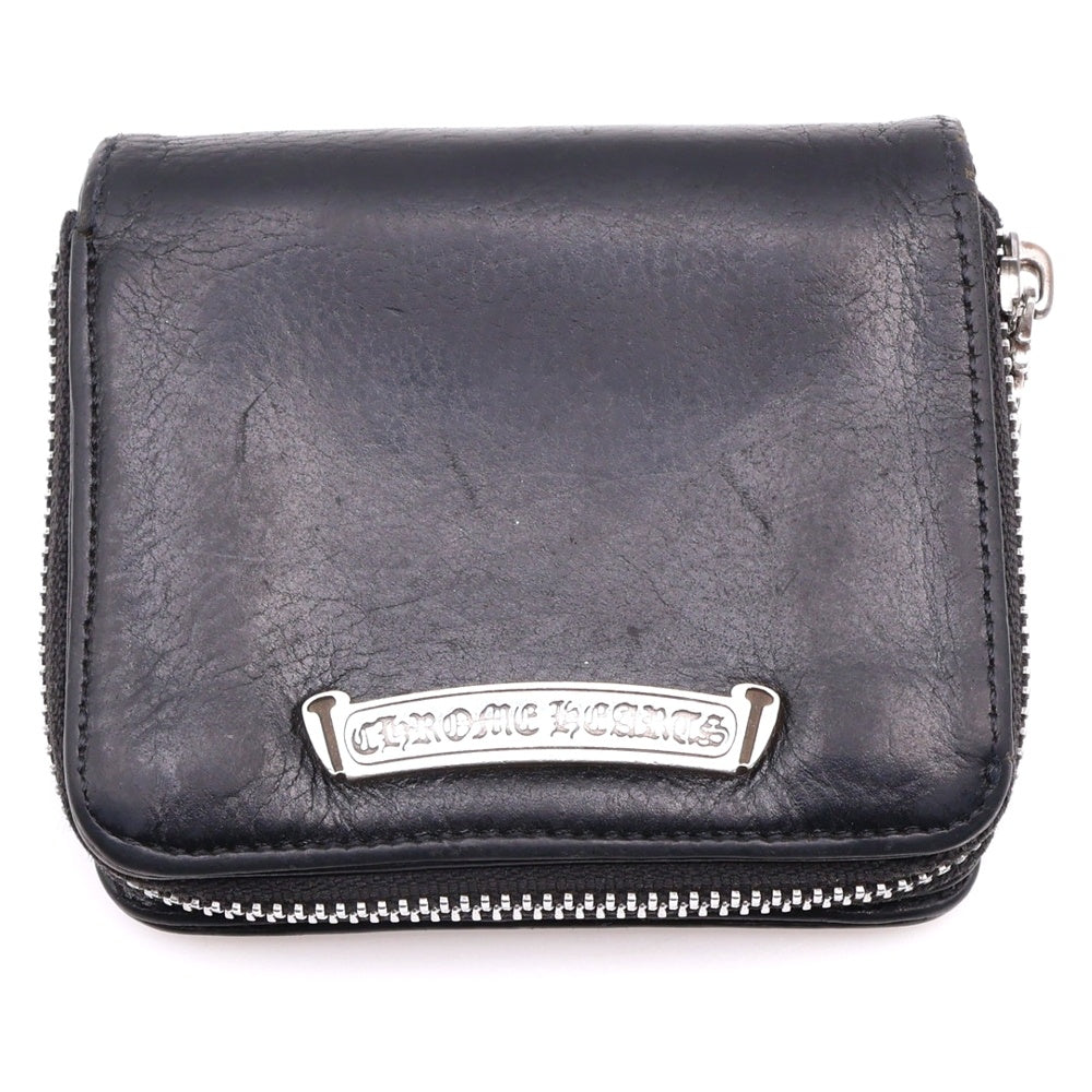 CHROME HEARTS(クロムハーツ) SQ ZIP BILL スクエアジップビル レザーウォレット 財布 ブラック BCA376