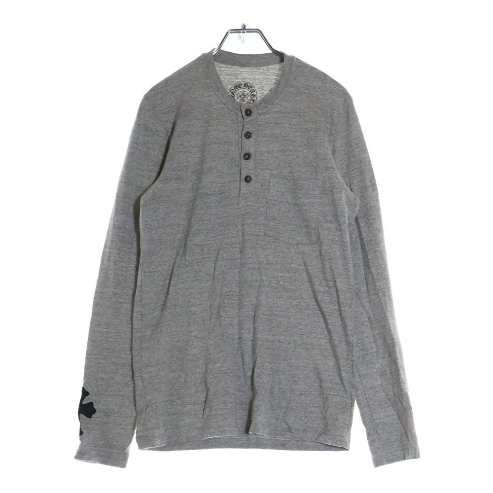 CHROME HEARTS(クロムハーツ) フレアボタン ヘンリーネック 袖クロスパッチ コットン 長袖Tシャツ