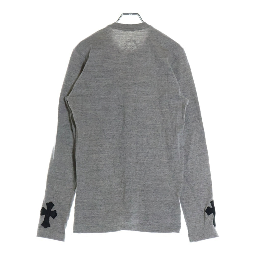 CHROME HEARTS(クロムハーツ) フレアボタン ヘンリーネック 袖クロスパッチ コットン 長袖Tシャツ