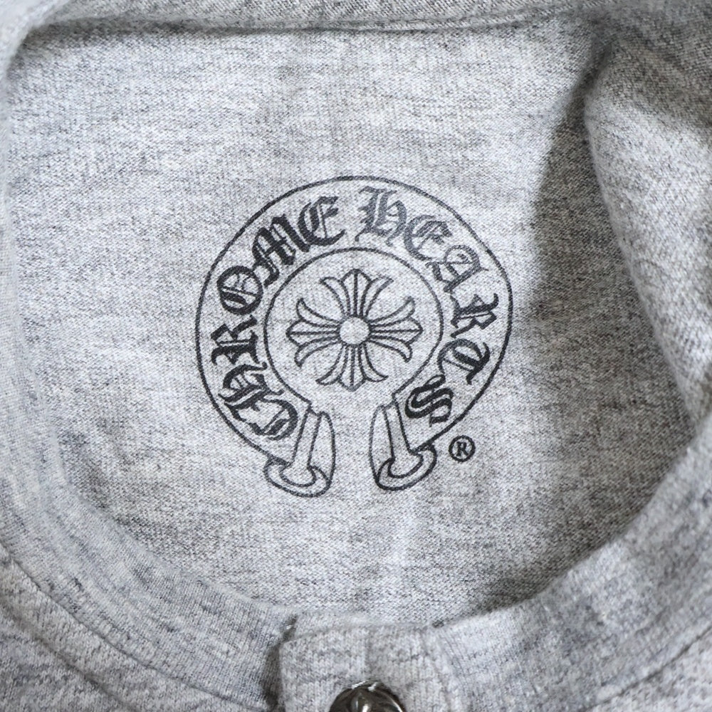 CHROME HEARTS(クロムハーツ) フレアボタン ヘンリーネック 袖クロスパッチ コットン 長袖Tシャツ