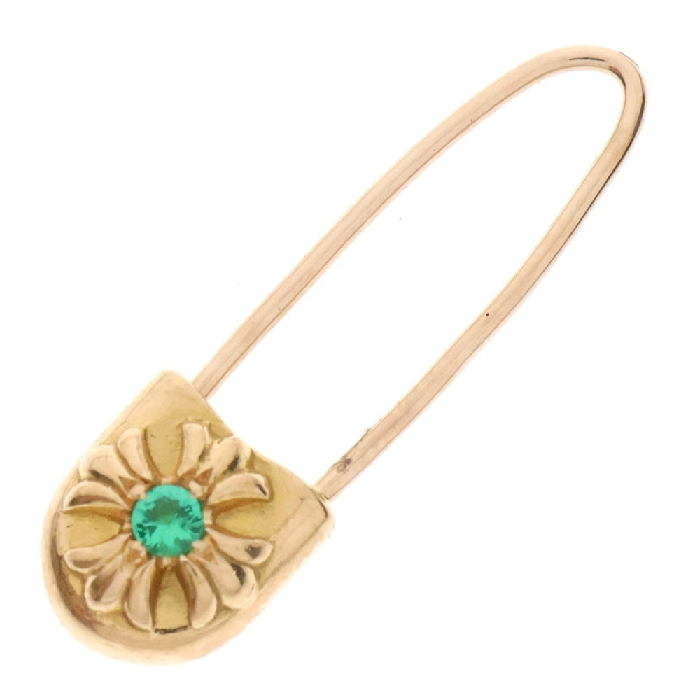 CHROME HEARTS(クロムハーツ) 22K SAFETY PIN CH PLS EMRLD R セーフティーピン 1エメラルド ピアス ゴールド