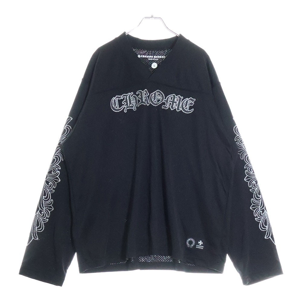 CHROME HEARTS(クロムハーツ) MESH WARM UP JERSEY メッシュ バーシティー ジャージー CHプリントメッシュ 長袖Tシャツカットソー ブラック