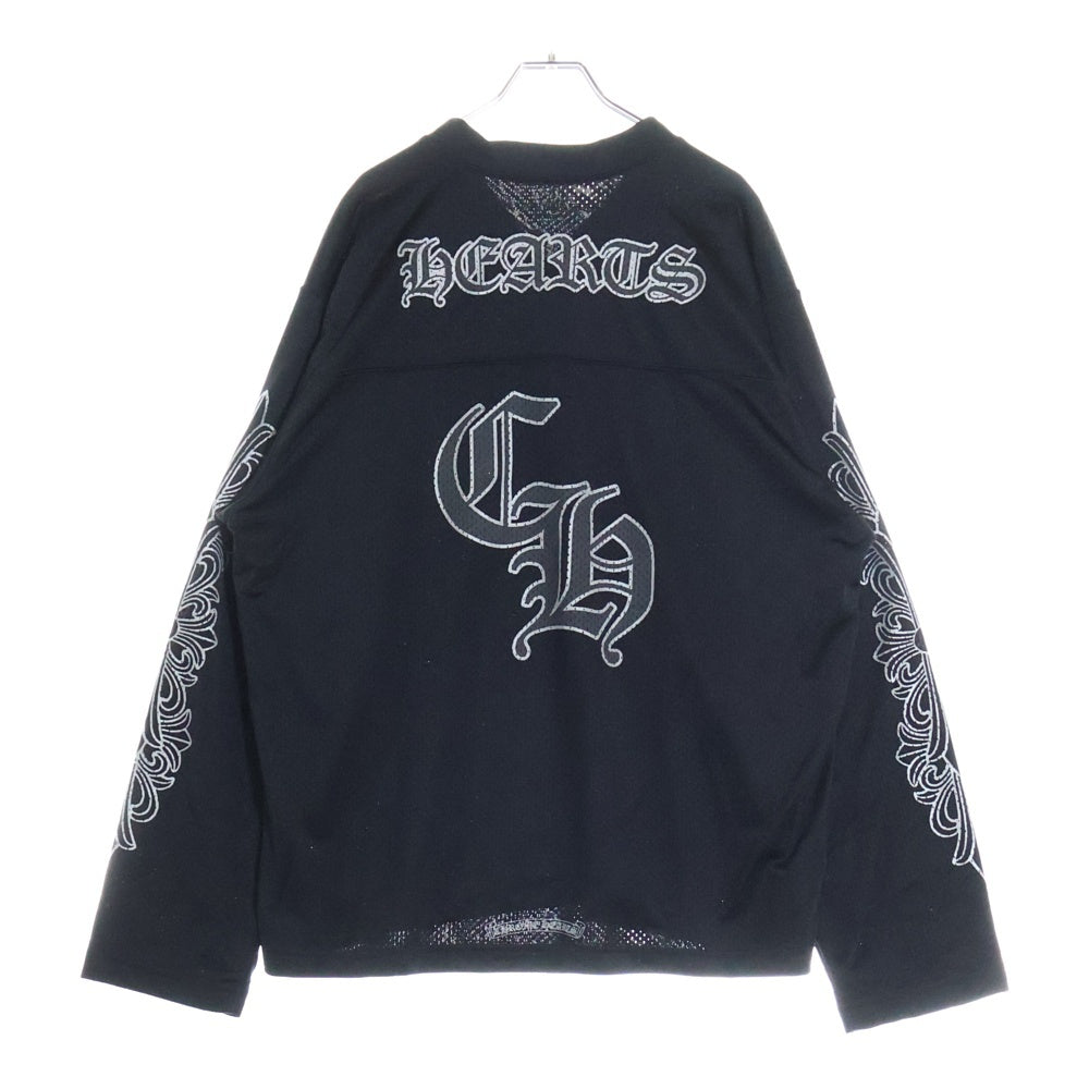 CHROME HEARTS(クロムハーツ) MESH WARM UP JERSEY メッシュ バーシティー ジャージー CHプリントメッシュ 長袖Tシャツカットソー ブラック