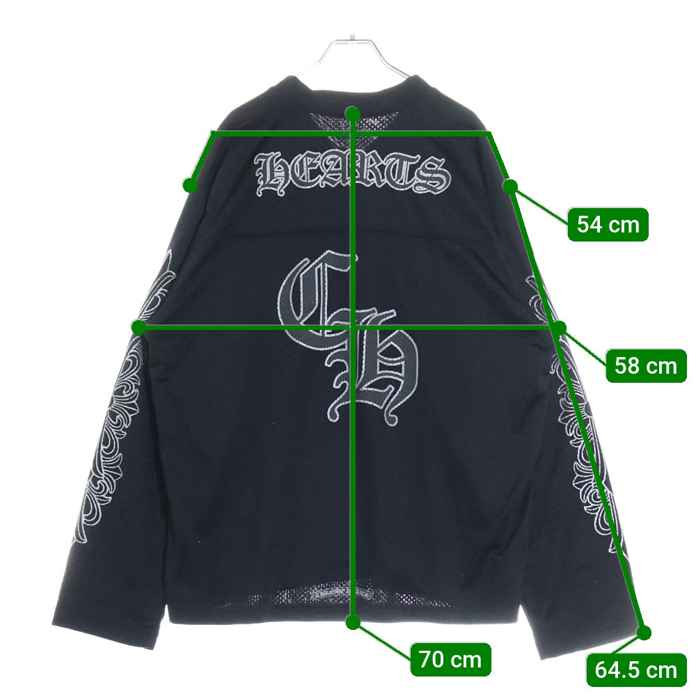 CHROME HEARTS(クロムハーツ) MESH WARM UP JERSEY メッシュ バーシティー ジャージー CHプリントメッシュ 長袖Tシャツカットソー ブラック