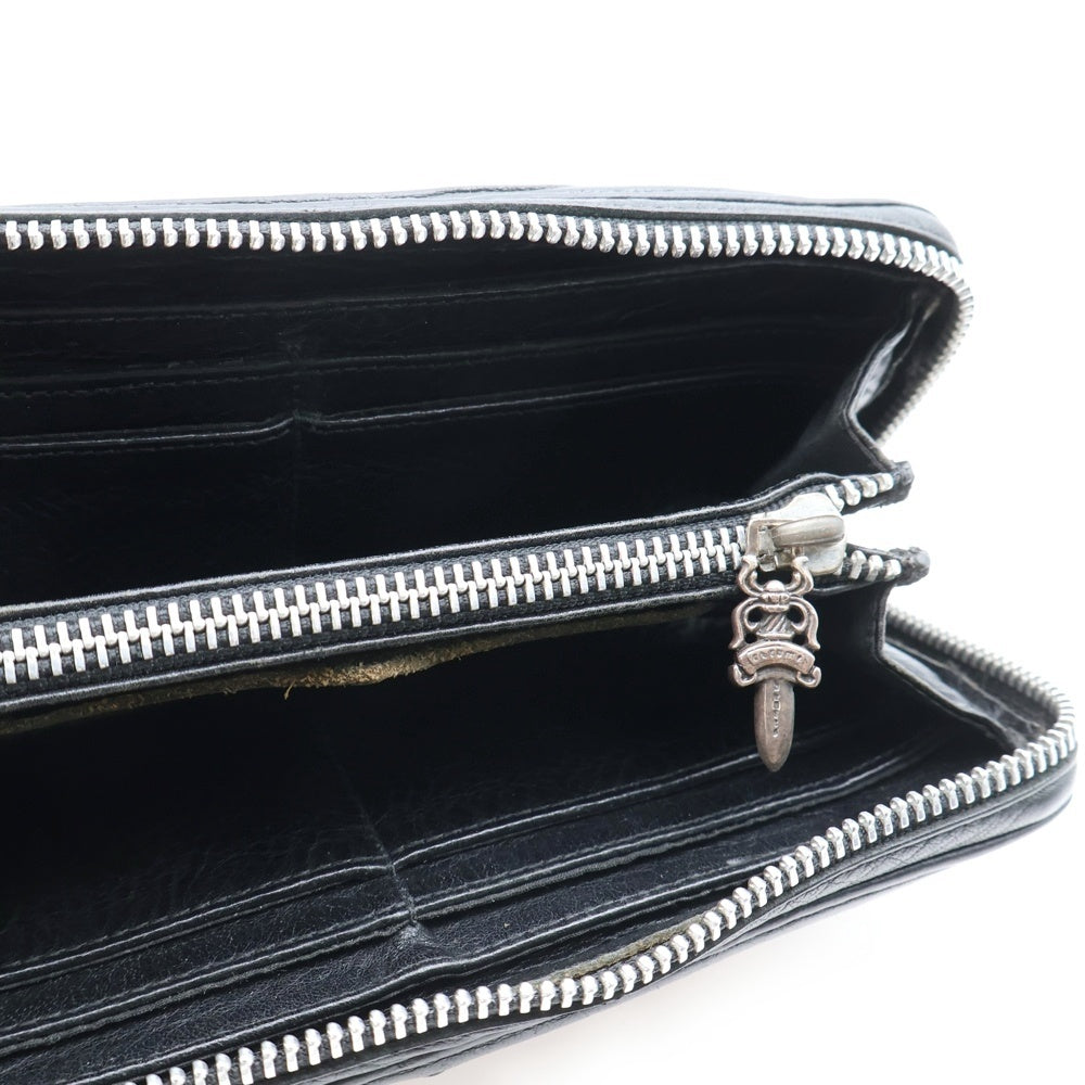 CHROME HEARTS(クロムハーツ) REC F ZIP BS BSフレア装飾ラウンドジップレザーウォレット財布 ブラック