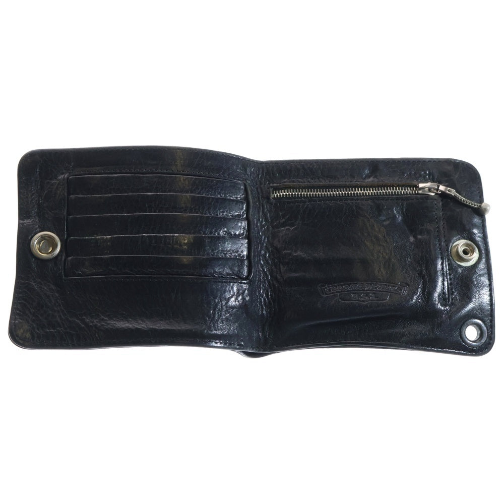 CHROME HEARTS(クロムハーツ) 1SNAP 1スナップ クロス ボールボタン レザーウォレット 財布 ブラック BCA361