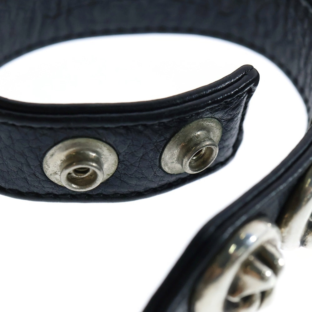 CHROME HEARTS(クロムハーツ) 3BTN 2SNP LIPSTONGUE リップ&タン 3ボタン2スナップ レザーブレスレット ブラック/シルバー