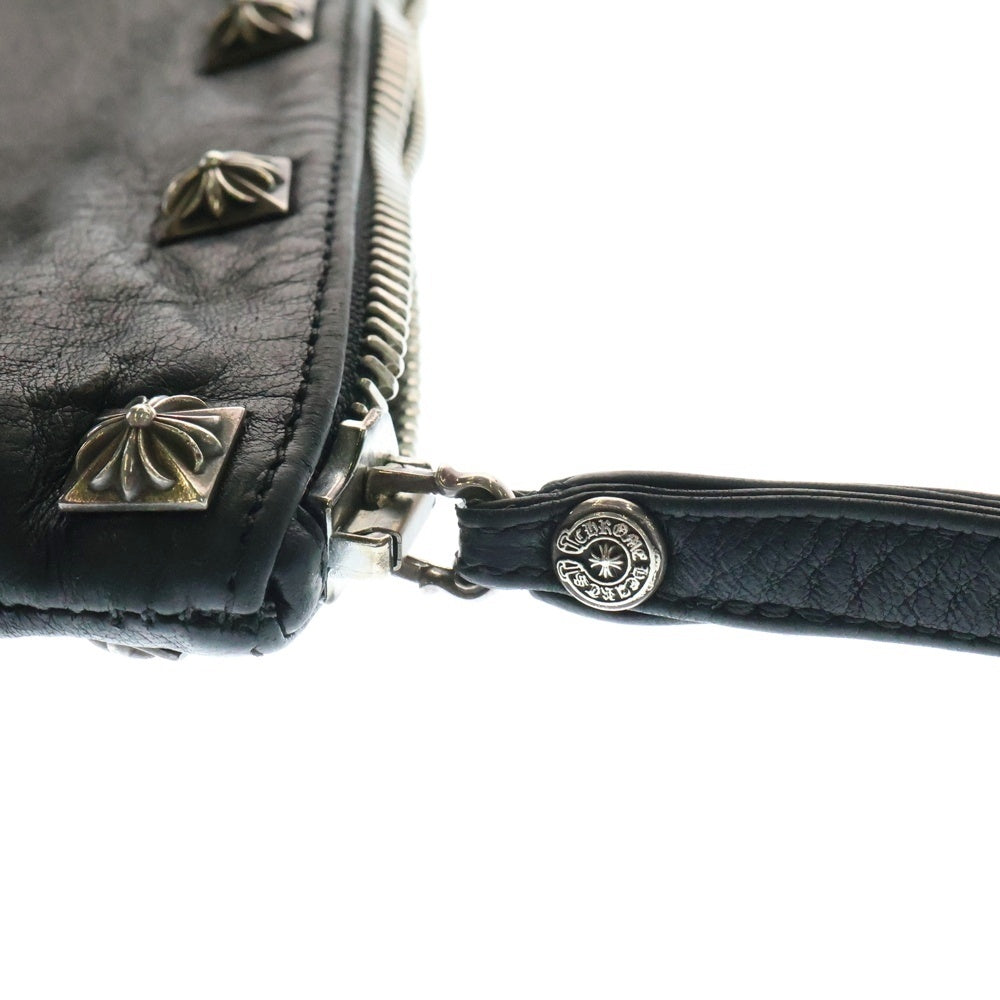 CHROME HEARTS(クロムハーツ) ピラミッドスタッズ付き レザー クラッチバック ブラック