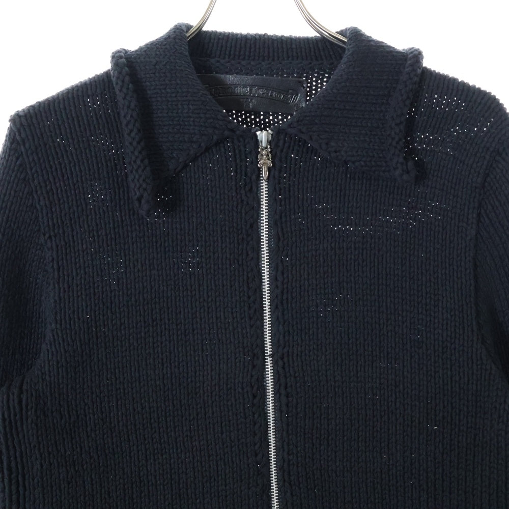 CHROME HEARTS(クロムハーツ) セメタリークロスパッチ付き カシミアニットジップジャケット ブラック